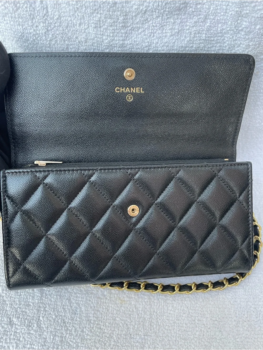 🖤Black Chanel  Caviar flap long wallet
